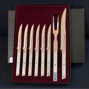 Mid-Century Modern Knife & Fork Set and 6-Piece Steak Knives